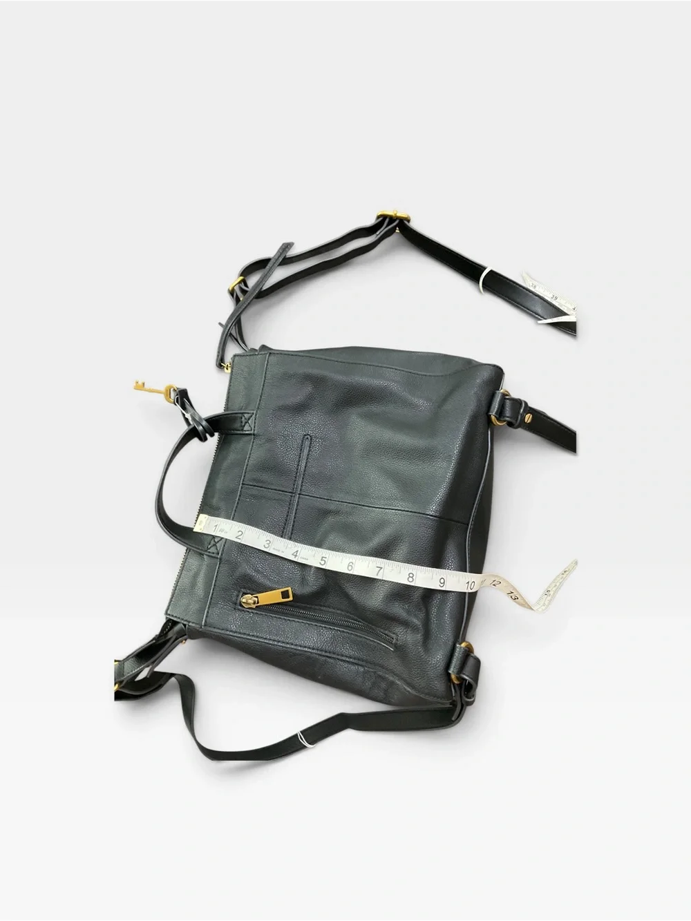 Fossil Black Leather Convertible Backpack Tote EUC